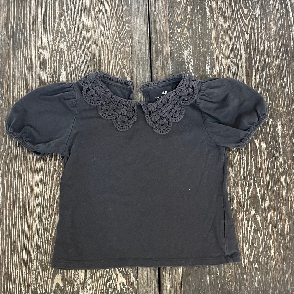 H&M Black Top with Crochet Detail